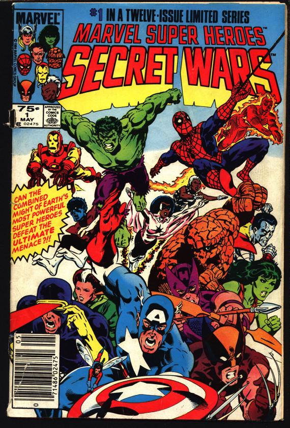 Secret Wars # 1 cover by Mike Zeck and John Beatty