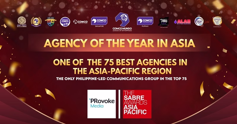 (1) COMCO Mundo League of Enterprises is named Agency of the Year in Asia at the SABRE Awards Asia-Pacific 2026